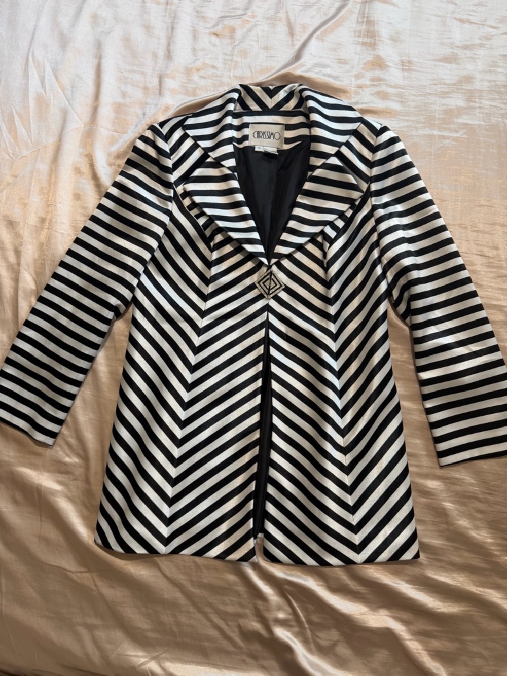 Black & White Striped Women's Blazer Jacket